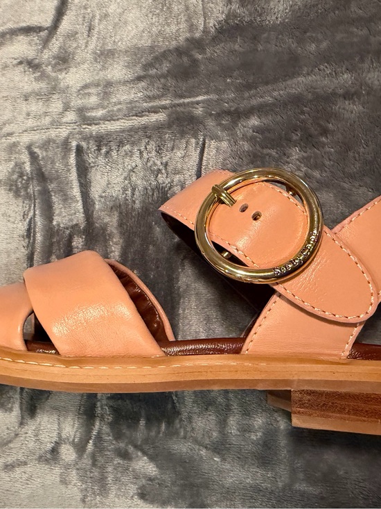 See By Chloé Caramel Tan Leather Flat Sandals Gold Buckle EU 38 / US 8 NEW main image 5